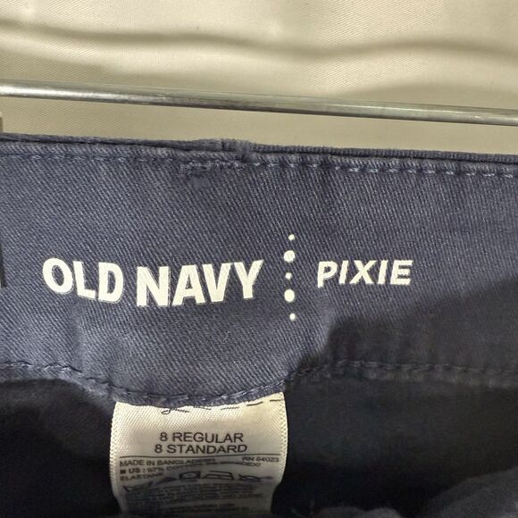 New Old Navy Pixie Pants Women's 8 Blue Chino Mid Rise Ankle Length Cotton Blend - Picture 6 of 11